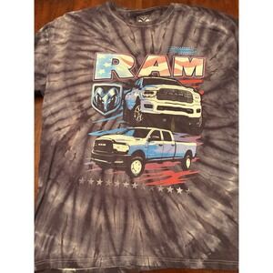 Ram Purple White Multicolor‎ Tie-dyed T-shirt Size Large